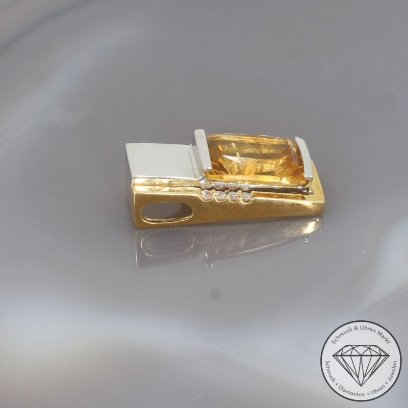 Wert 1540 € Bicolor Brillant Citrin Anhänger in 750er 18 K Gold - 99244