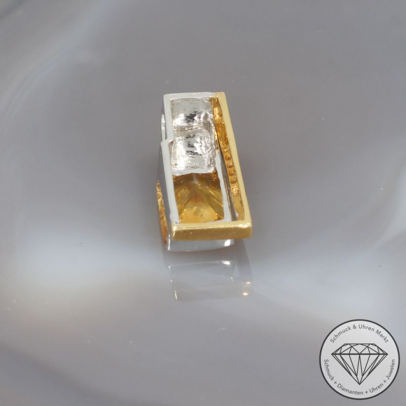 Wert 1540 € Bicolor Brillant Citrin Anhänger in 750er 18 K Gold - 99244