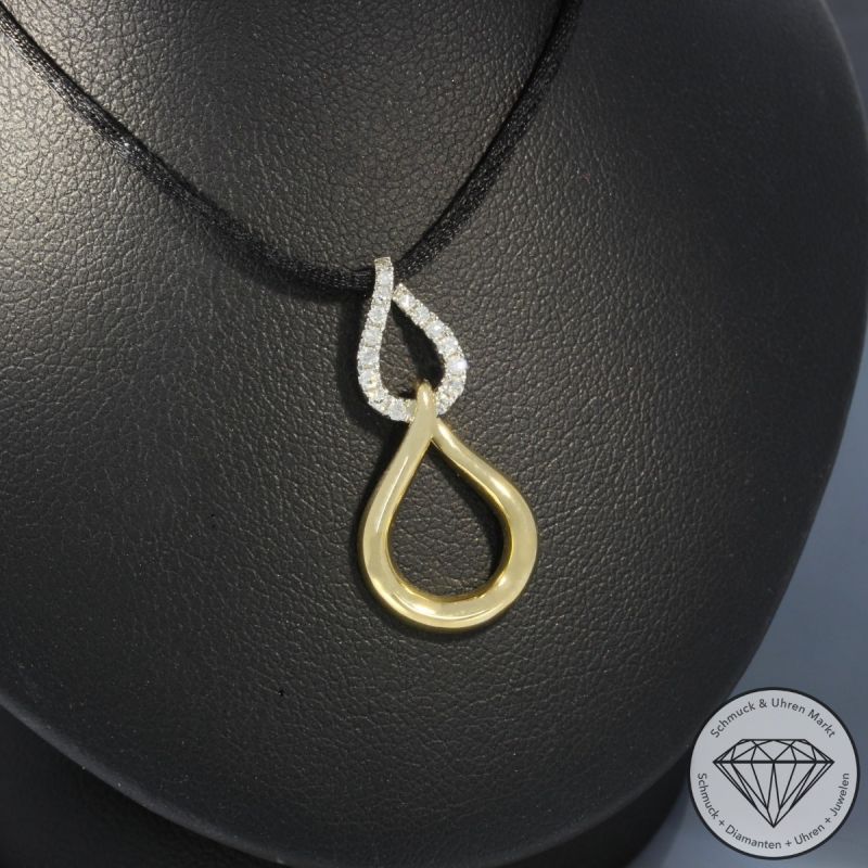 Wert 1350 € Bicolor Diamant Anhänger (0,13 carat) in 585er 14 K Gold - 99246