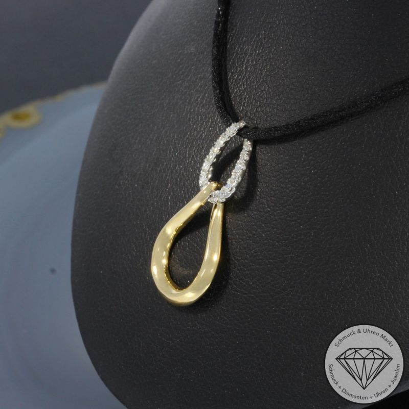 Wert 1350 € Bicolor Diamant Anhänger (0,13 carat) in 585er 14 K Gold - 99246
