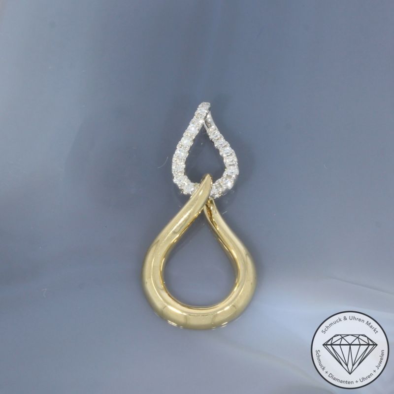 Wert 1350 € Bicolor Diamant Anhänger (0,13 carat) in 585er 14 K Gold - 99246