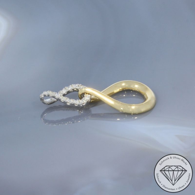Wert 1350 € Bicolor Diamant Anhänger (0,13 carat) in 585er 14 K Gold - 99246