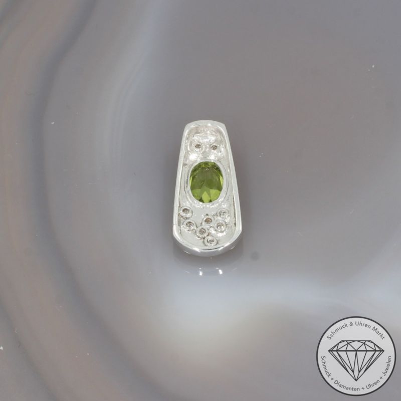 Wert 1390 € Brillant Peridot Anhänger in 750er 18 K Weißgold - 99248