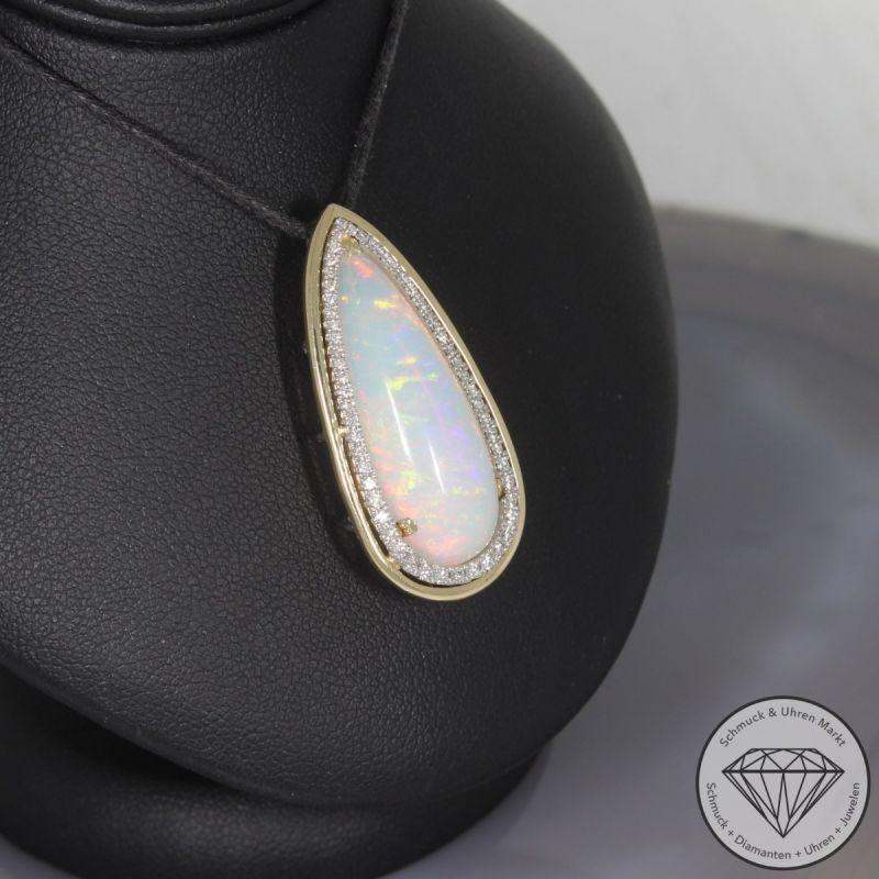 Wert 5050 € Bicolor Brillant Opal Anhänger in 585er 14 K Gold - 99249