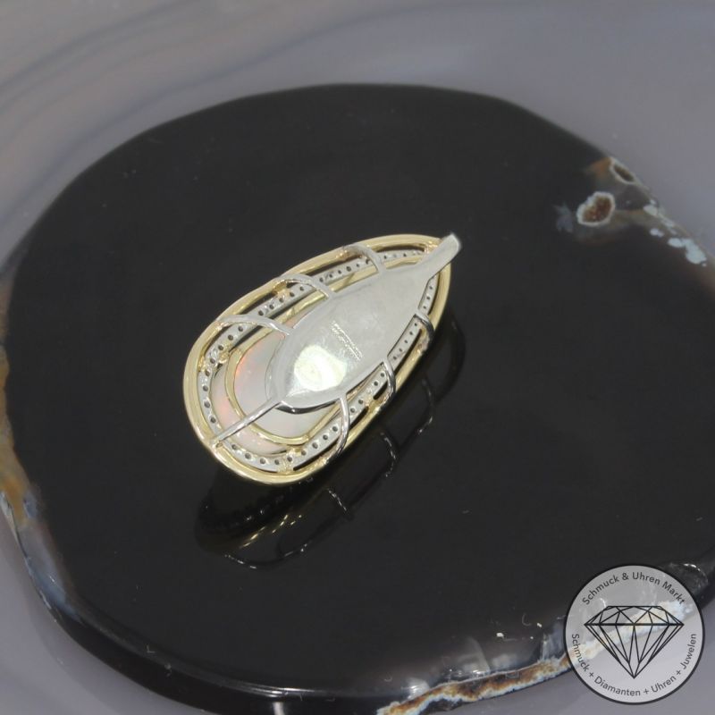 Wert 5050 € Bicolor Brillant Opal Anhänger in 585er 14 K Gold - 99249