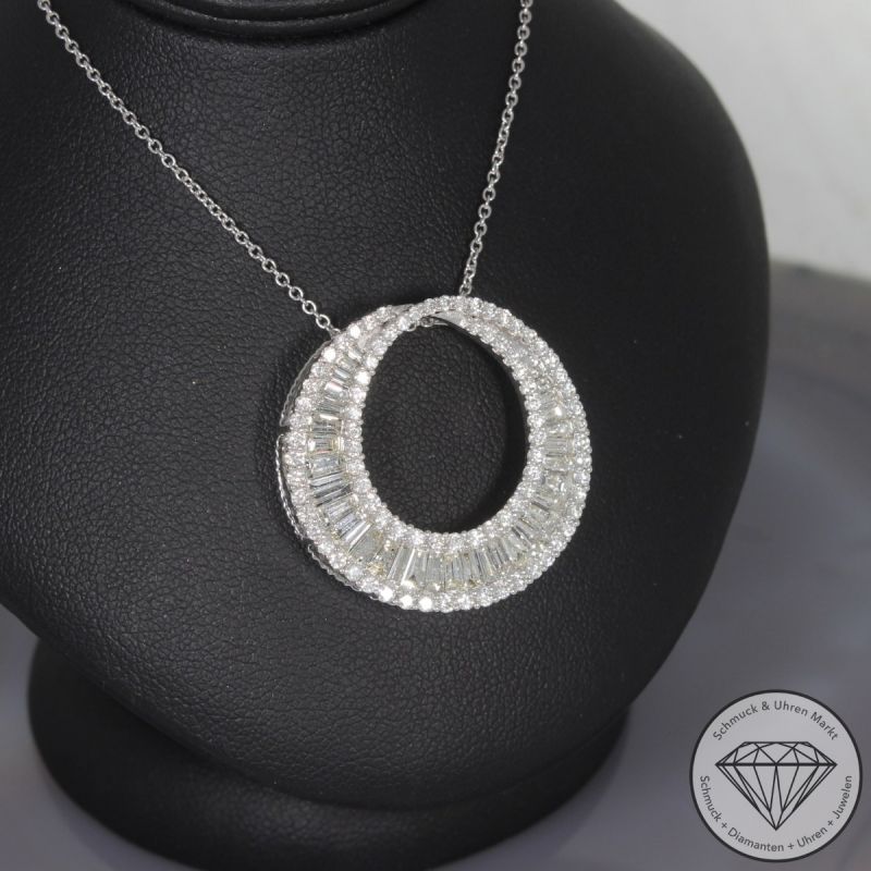 Wert 10850 € Brillant Diamant Anhänger & Kette in 750er 18 K Weißgold - 99251