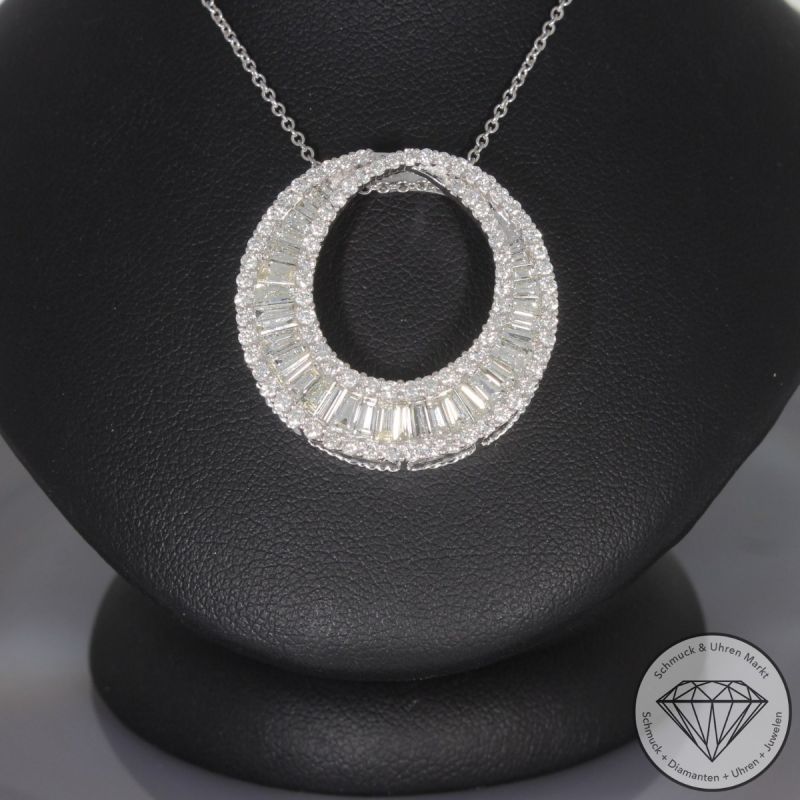Wert 10850 € Brillant Diamant Anhänger & Kette in 750er 18 K Weißgold - 99251