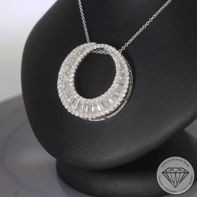 Wert 10850 € Brillant Diamant Anhänger & Kette in 750er 18 K Weißgold - 99251