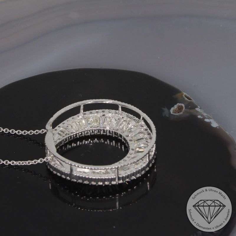 Wert 10850 € Brillant Diamant Anhänger & Kette in 750er 18 K Weißgold - 99251