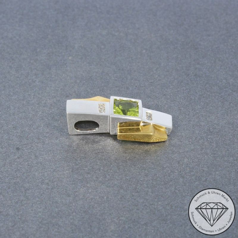 Wert 1540 € Bicolor Brillant Peridot Anhänger in 750er 18 K Gold - 99253