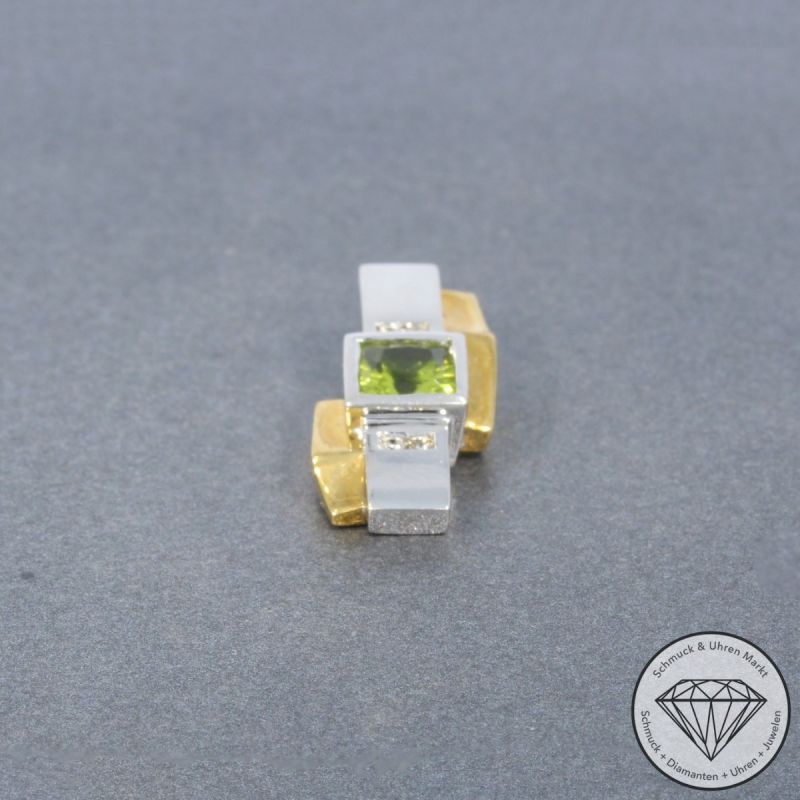 Wert 1540 € Bicolor Brillant Peridot Anhänger in 750er 18 K Gold - 99253