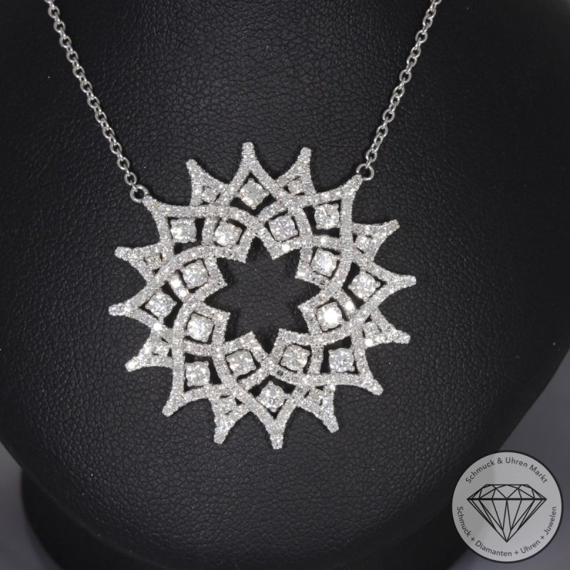 Wert 11350 € Brillant Diamant Collier Sonne in 750er 18 K Weißgold - 99254