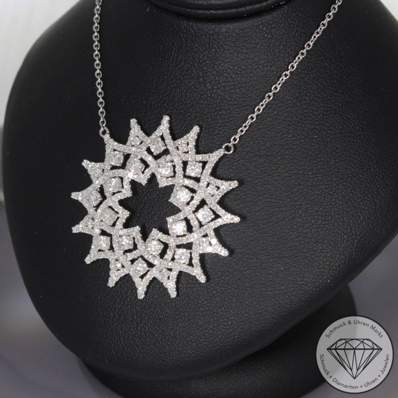 Wert 11350 € Brillant Diamant Collier Sonne in 750er 18 K Weißgold - 99254