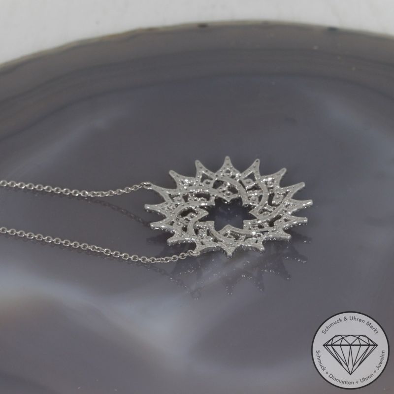 Wert 11350 € Brillant Diamant Collier Sonne in 750er 18 K Weißgold - 99254