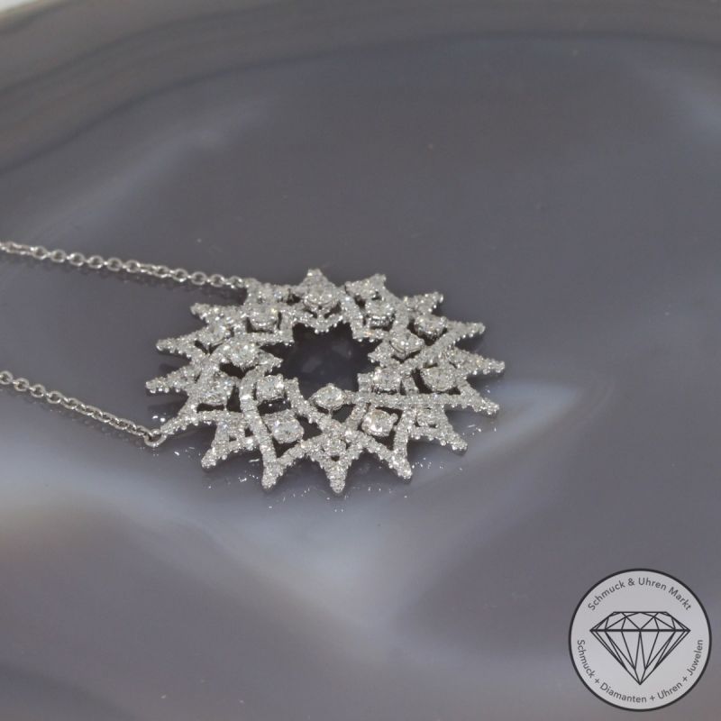 Wert 11350 € Brillant Diamant Collier Sonne in 750er 18 K Weißgold - 99254