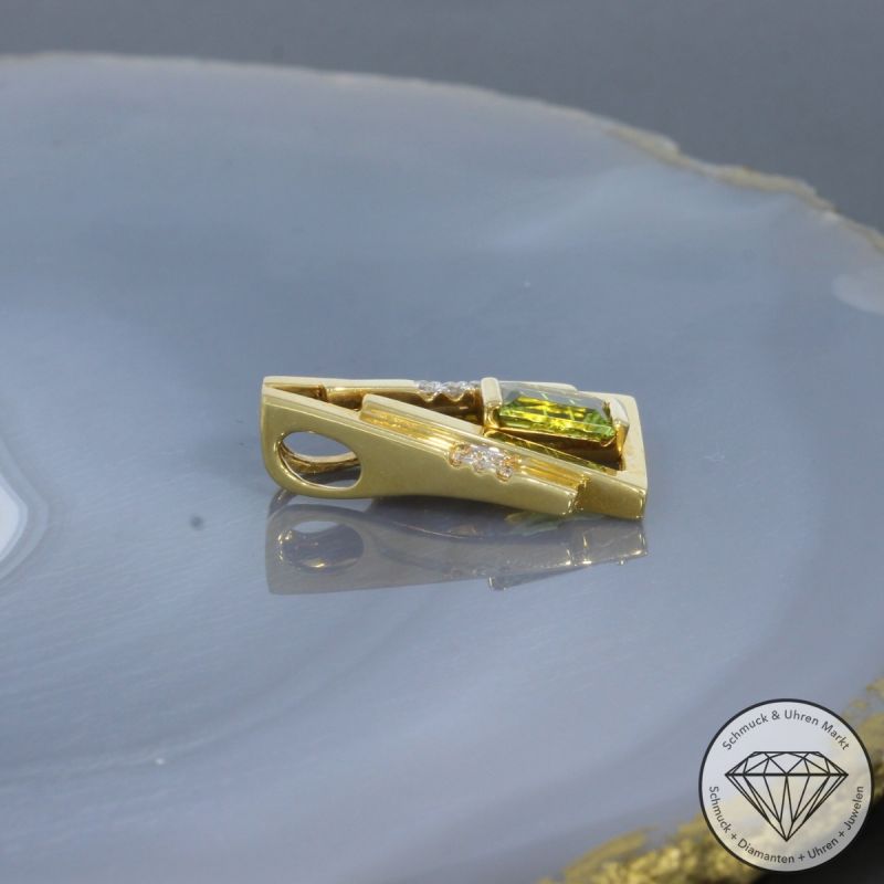 Wert 1890 € Brillant Peridot Anhänger in 750er 18 K Gelbgold - 99256
