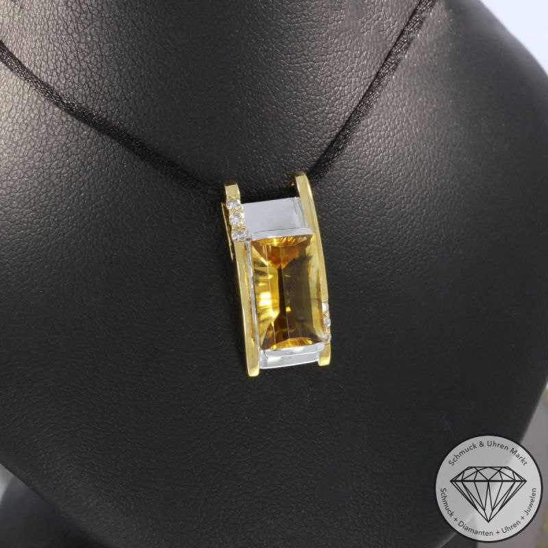Wert 1510 € Bicolor Brillant Citrin Anhänger in 750er 18 K Gold - 99257