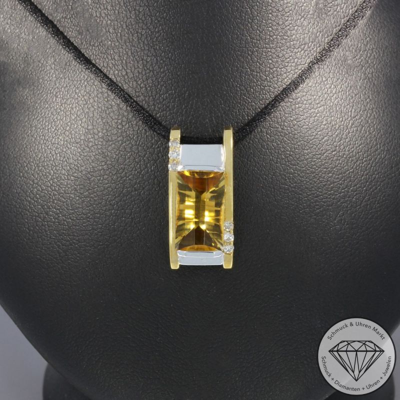 Wert 1510 € Bicolor Brillant Citrin Anhänger in 750er 18 K Gold - 99257