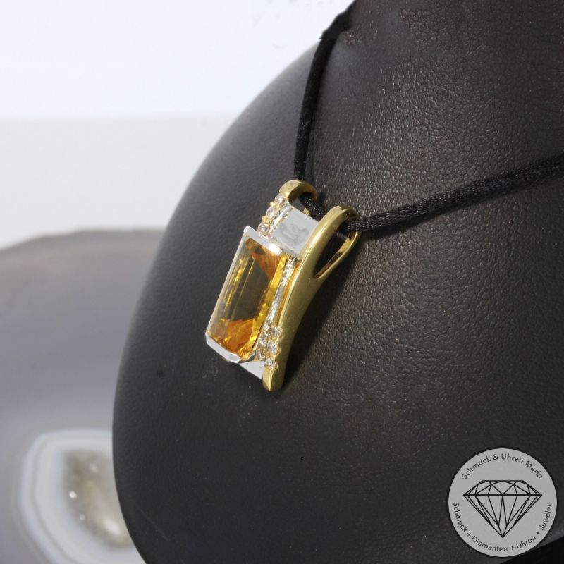Wert 1510 € Bicolor Brillant Citrin Anhänger in 750er 18 K Gold - 99257