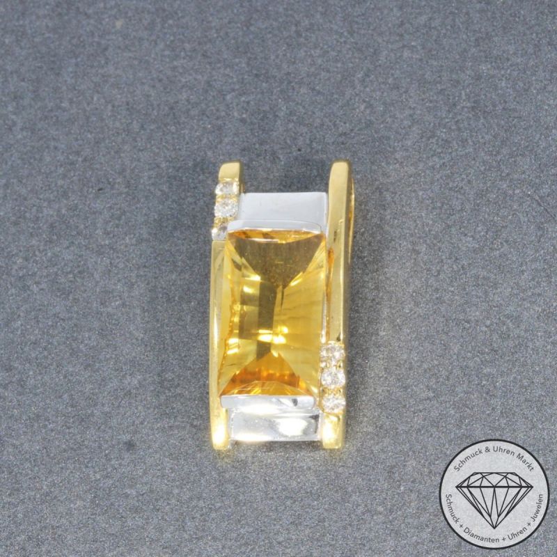 Wert 1510 € Bicolor Brillant Citrin Anhänger in 750er 18 K Gold - 99257