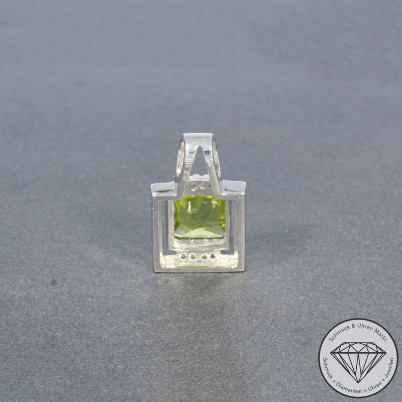 Wert 1190 € Brillant Peridot Anhänger in 750er 18 K Weißgold - 99260