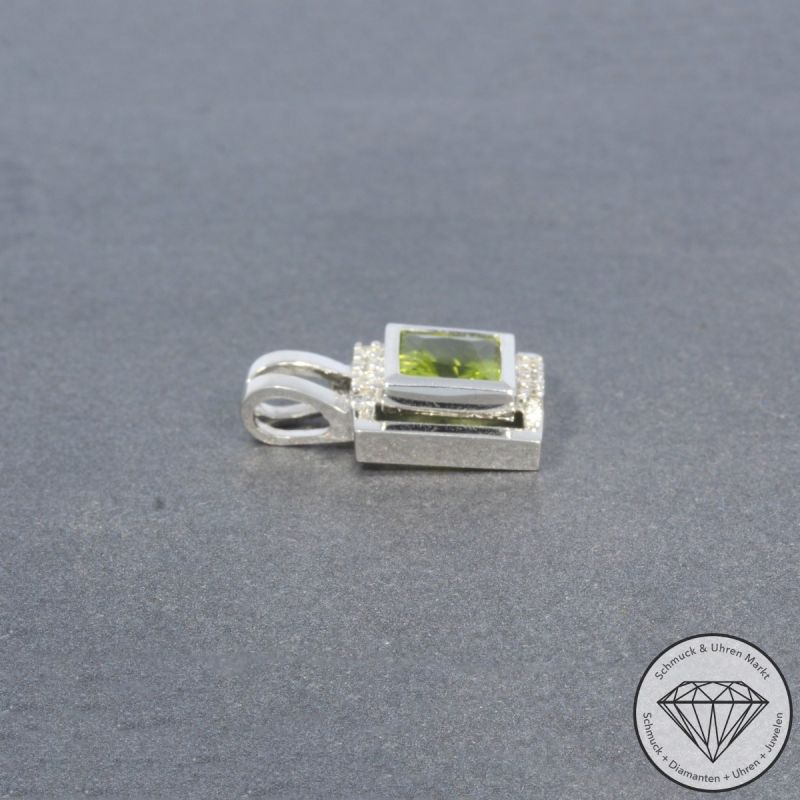 Wert 1190 € Brillant Peridot Anhänger in 750er 18 K Weißgold - 99260