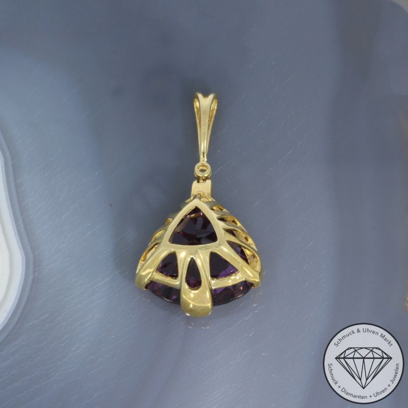 Wert 1770 € Brillant Amethyst Anhänger in 585er 14 K Gelbgold - 99261