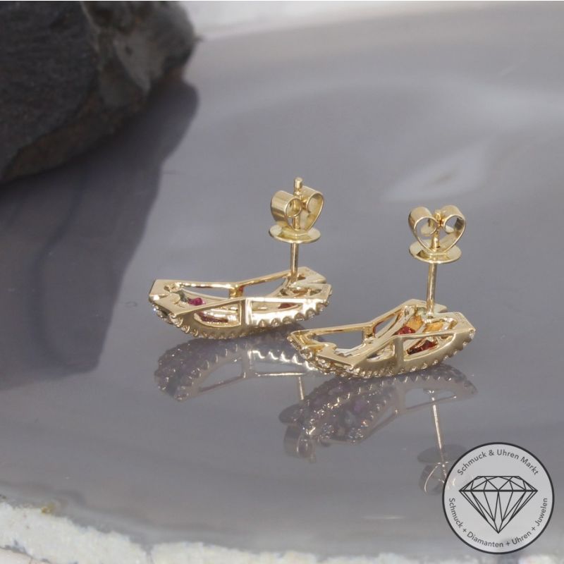 Wert 3650 € Diamant Saphir Ohrringe in 585er 14 K Gelbgold - 99262