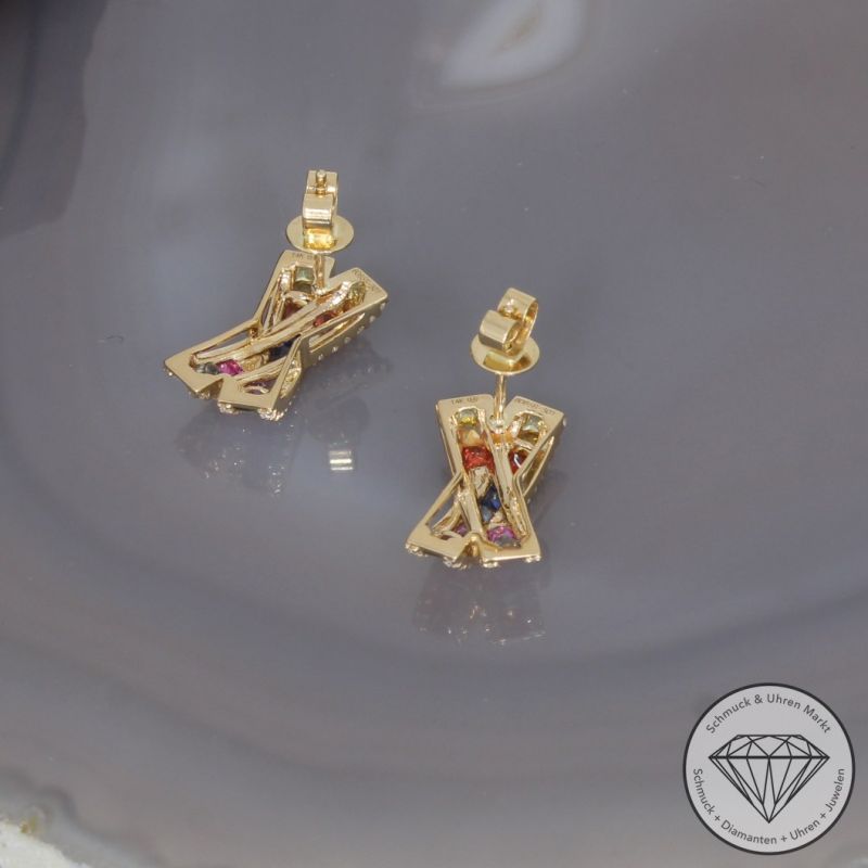 Wert 3650 € Diamant Saphir Ohrringe in 585er 14 K Gelbgold - 99262