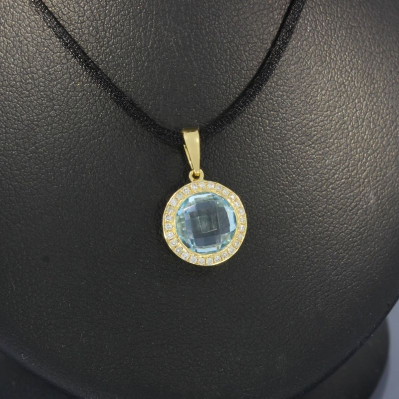 Wert 1040 € Brillant Topas Anhänger in 750er 18 K Gelbgold - H875