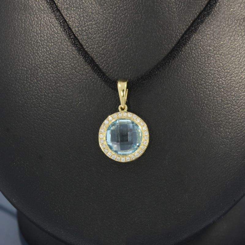 Wert 1040 € Brillant Topas Anhänger in 750er 18 K Gelbgold - H875