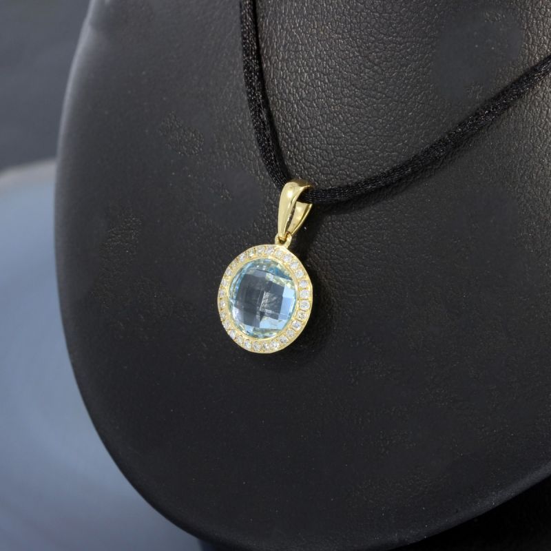 Wert 1040 € Brillant Topas Anhänger in 750er 18 K Gelbgold - H875