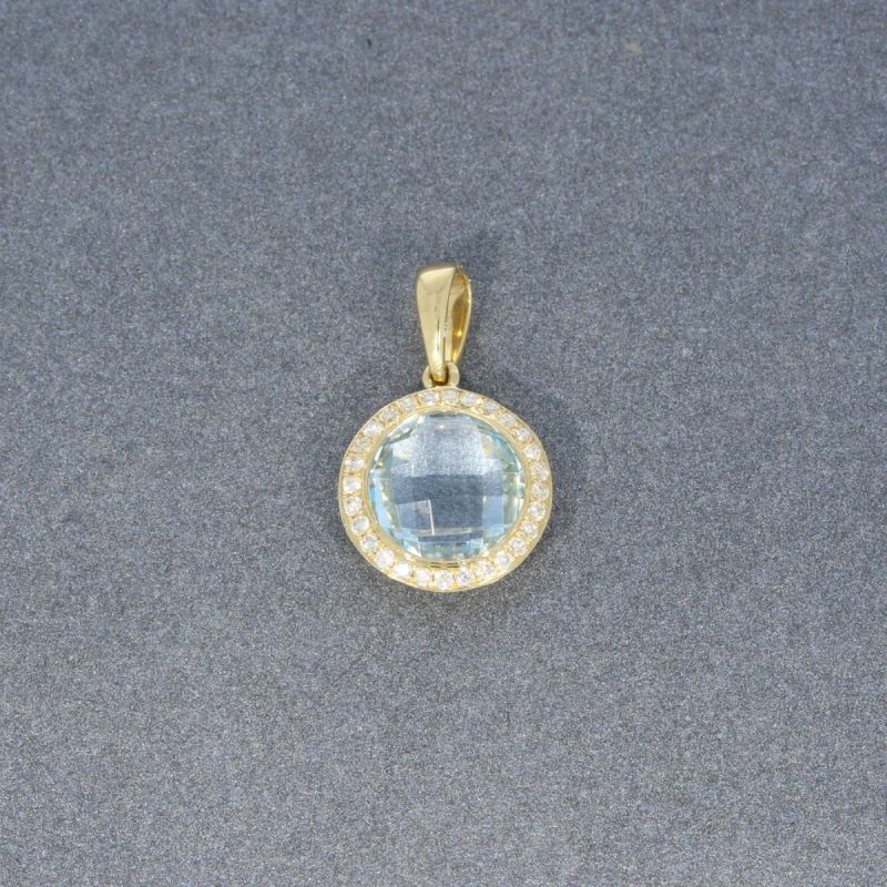 Wert 1040 € Brillant Topas Anhänger in 750er 18 K Gelbgold - H875