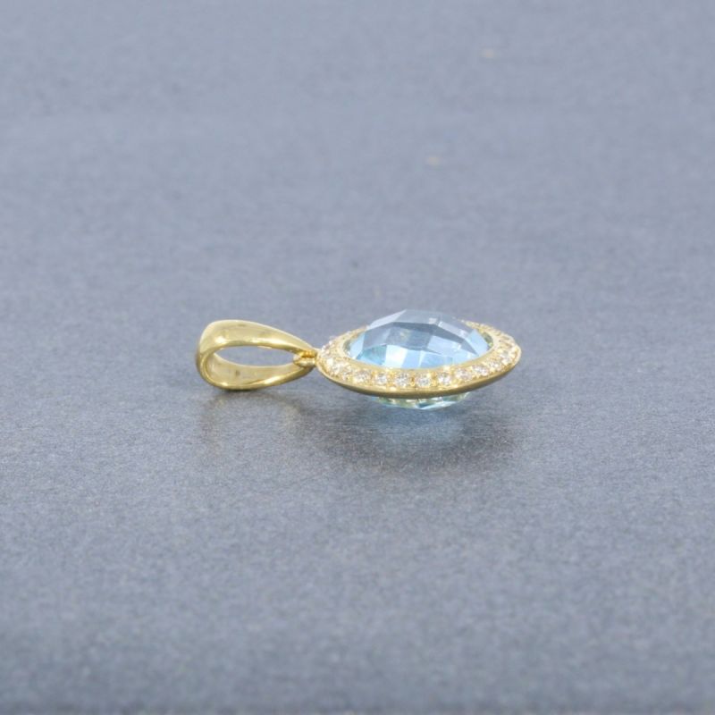 Wert 1040 € Brillant Topas Anhänger in 750er 18 K Gelbgold - H875