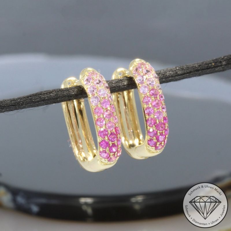 Wert 1990 € Saphir Creolen in 585er 14 K Gelbgold - 99379