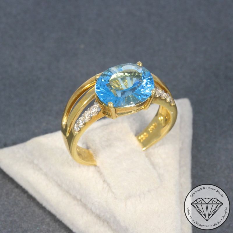 Wert 2110 € Brillant Topas Ring in 750er 18 K Gelbgold - 99380