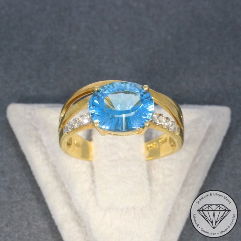 Wert 2110 € Brillant Topas Ring in 750er 18 K Gelbgold - 99380