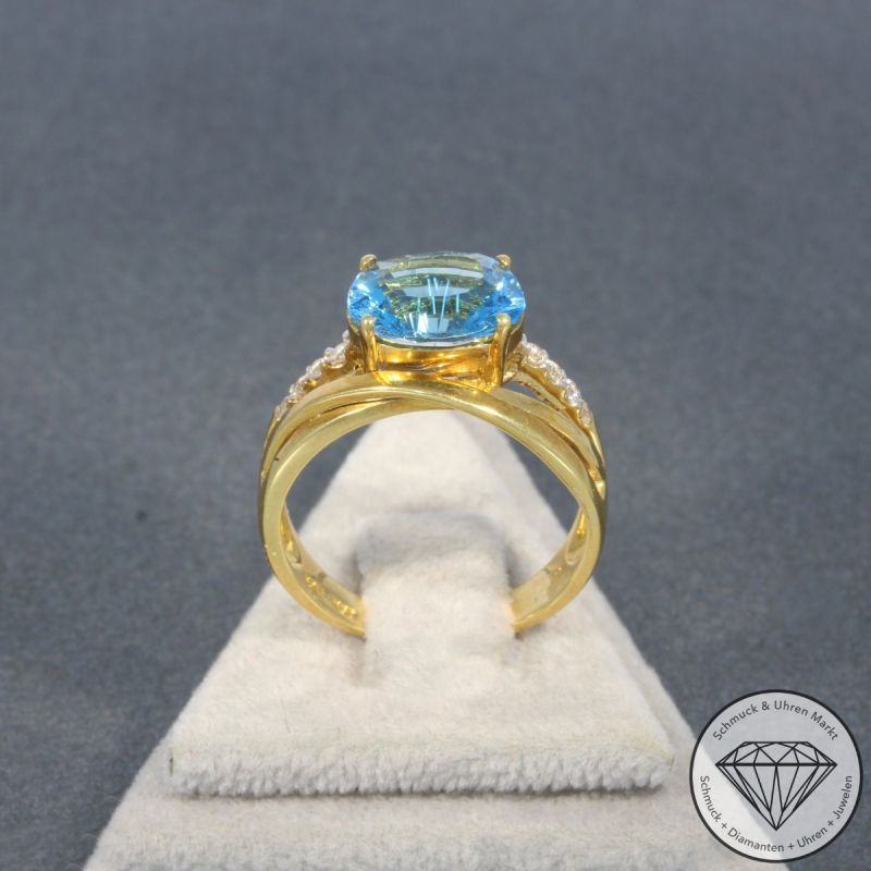 Wert 2110 € Brillant Topas Ring in 750er 18 K Gelbgold - 99380
