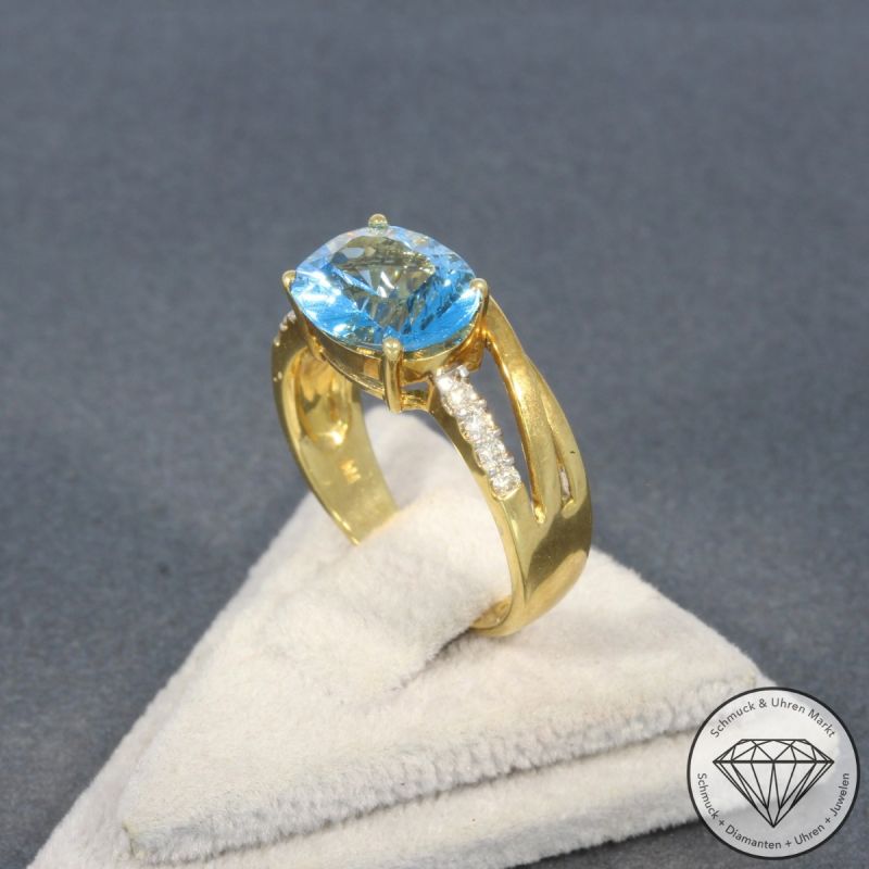Wert 2110 € Brillant Topas Ring in 750er 18 K Gelbgold - 99380
