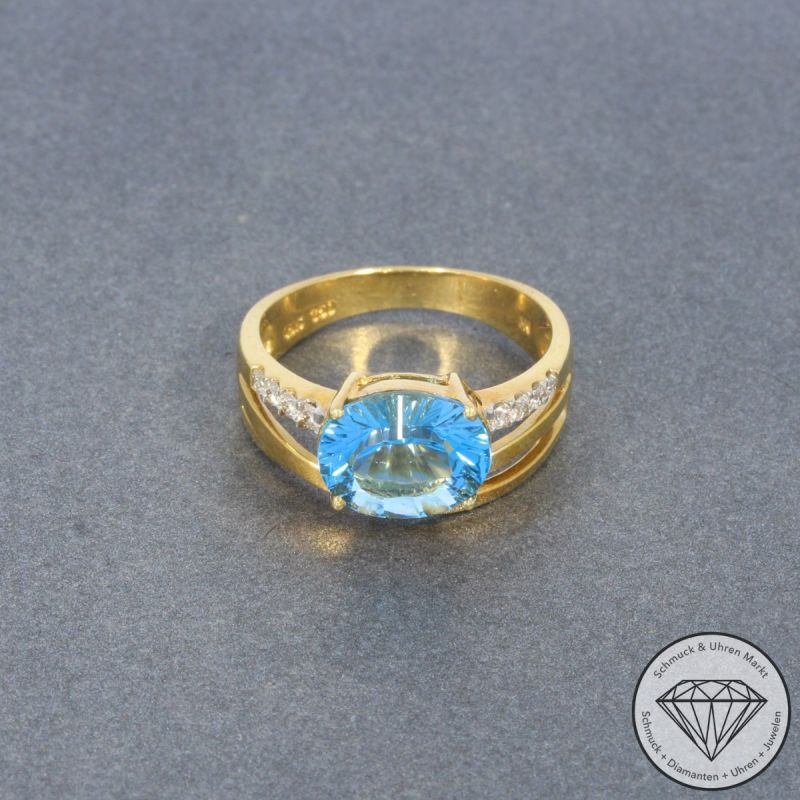 Wert 2110 € Brillant Topas Ring in 750er 18 K Gelbgold - 99380