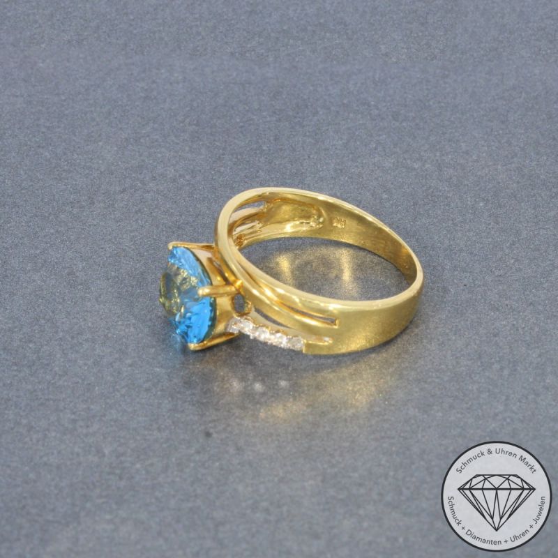 Wert 2110 € Brillant Topas Ring in 750er 18 K Gelbgold - 99380