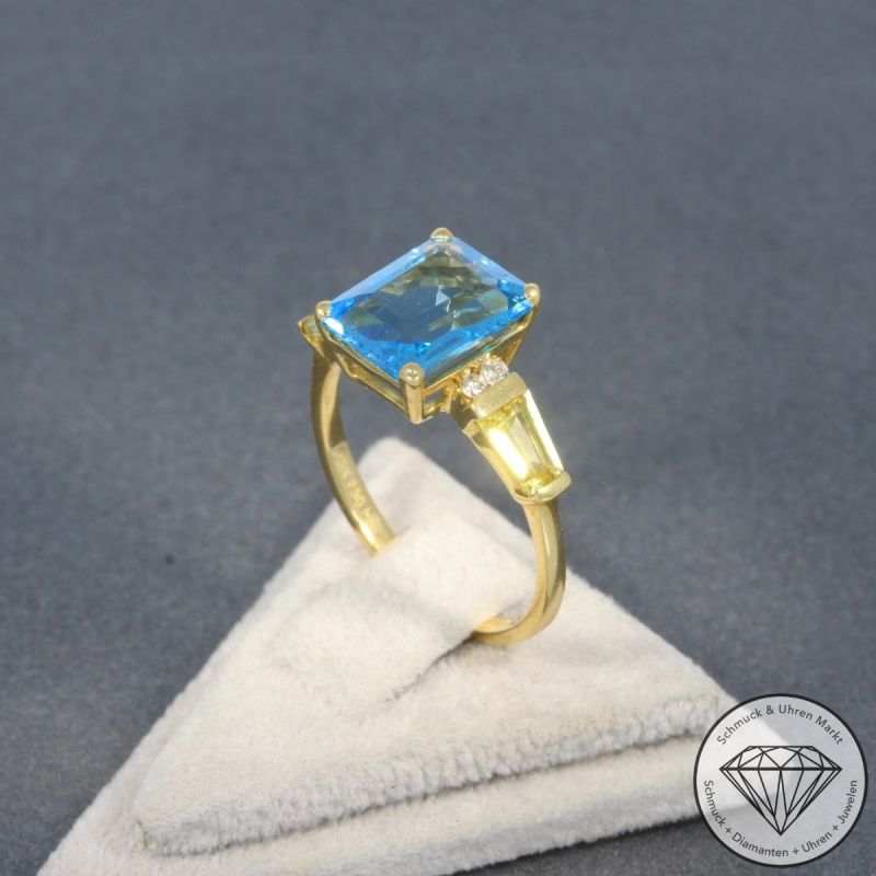 Wert 1260 € Brillant Topas Lemonquarz Ring in 750er 18 K Gelbgold - 99382