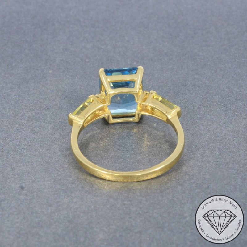 Wert 1260 € Brillant Topas Lemonquarz Ring in 750er 18 K Gelbgold - 99382