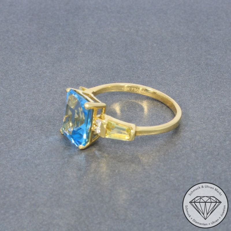 Wert 1260 € Brillant Topas Lemonquarz Ring in 750er 18 K Gelbgold - 99382