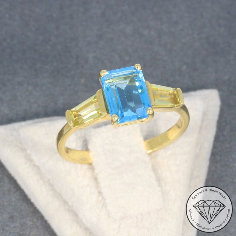 Wert 1110 € Topas Lemonquarz Ring in 750er 18 K Gelbgold - 99383