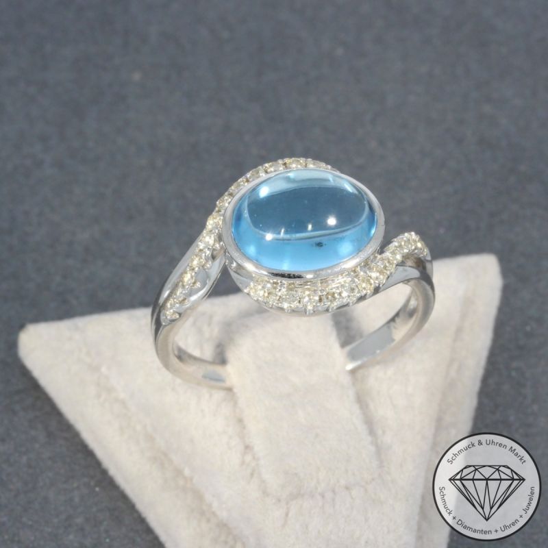 Wert 2050 € Brillant Topas Ring in 585er 14 K Weißgold - 99384