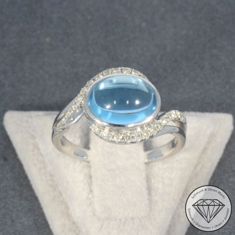 Wert 2050 € Brillant Topas Ring in 585er 14 K Weißgold - 99384