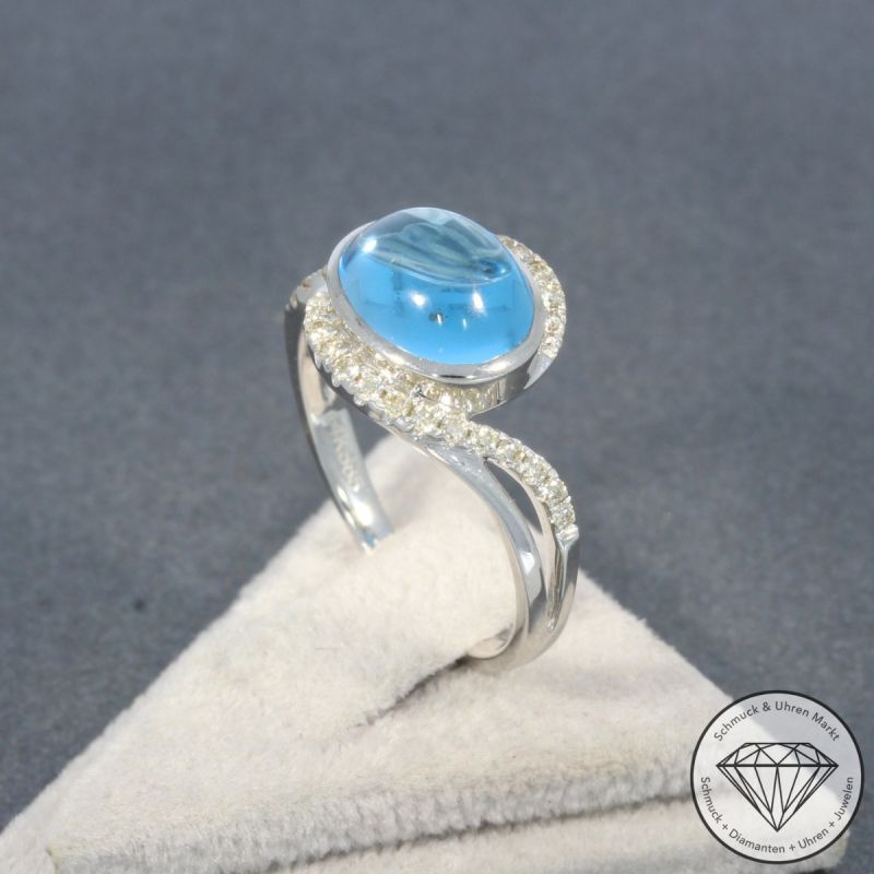 Wert 2050 € Brillant Topas Ring in 585er 14 K Weißgold - 99384