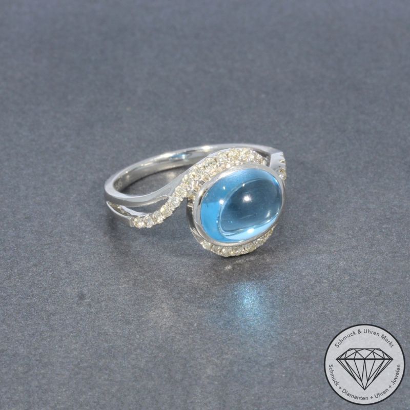 Wert 2050 € Brillant Topas Ring in 585er 14 K Weißgold - 99384