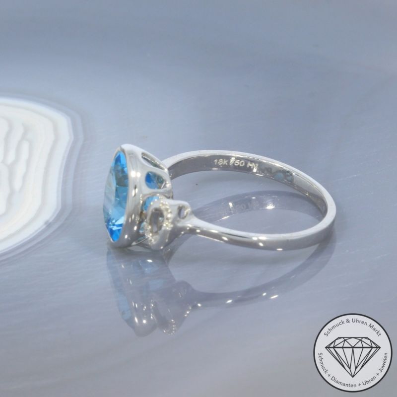 Wert 1380 € Brillant Topas Ring in 750er 18 K Weißgold - 99389